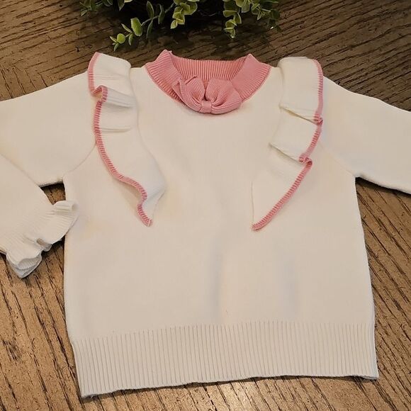 White Sweater with Pink Ruffles Size 4/5 - Picture 7 of 7